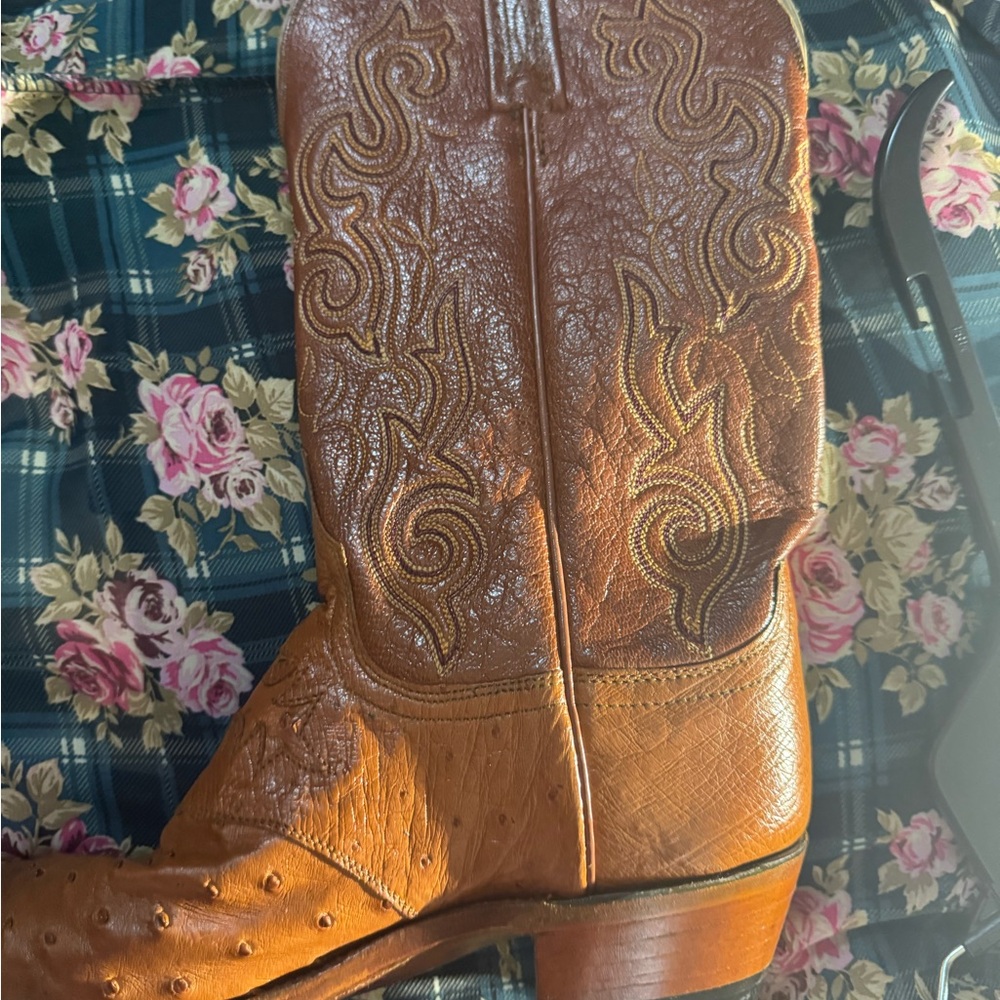 Lucchese ostrich Brown Leather Cowboy Boots - Picture 6 of 16